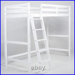 High Sleeper Cabin Bed with Ladder Solid Wooden Loft Bunk Bed White Kids Adult