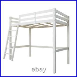 High Sleeper Cabin Wooden Pine White Kids Bunk Bed Single 3ft with Ladder Bedroom