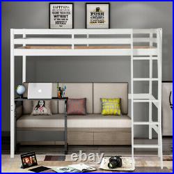 High Sleeper Kids Loft Style Bunk Cabin Beds Frame Study Wooden with Safe Ladder