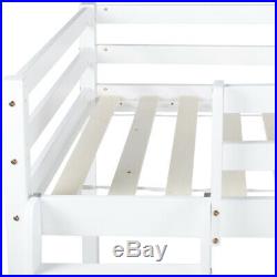 High Sleeper With Ladder Loft Bunk Bed Frame White/Pine Wood Sleeping Bed HOEM