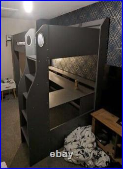 High sleeper bed with desk sky-high desk gamer bunk teenager. Built and unused