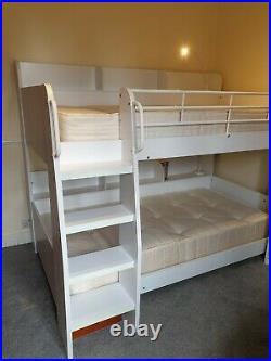 Julian Bowen Domino Bunk Beds in White with mattresses, used