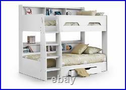 Julian Bowen Orion Bunk Bed Frame 3FT Single Pure White with drawer & shelves