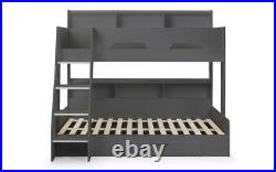 Julian Bowen Orion Triple Storage Bunk Bed Frame Grey Wood 3FT Single 3 Sleeper
