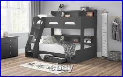 Julian Bowen Orion Triple Storage Bunk Bed Frame Grey Wood 3FT Single 3 Sleeper
