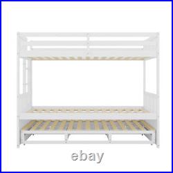 Kids 3ft Single Bed Frame Wooden Triple Bunk Beds Drop Down Bed with Drawers BS