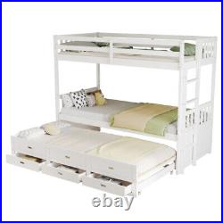 Kids 3ft Single Bed Frame Wooden Triple Bunk Beds Drop Down Bed with Drawers DB