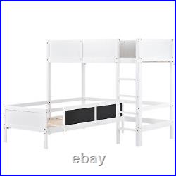 Kids Bunk Bed Double Sleeper 3ft Single Size Solid Pine Wood Bed Frame L Shaped