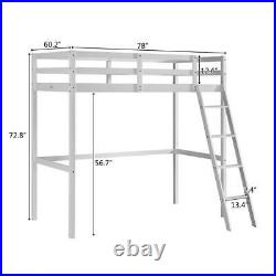 Kids Bunk Bed Frame High Sleeper Wooden Pine Hardwood Slats Bed Ladder