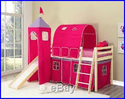 Kids Bunk Bed Mid Sleeper Wooden Pine Cabin Bed with Mattress and Ladder