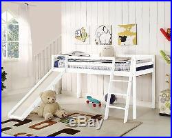 Kids Bunk Bed Mid Sleeper with Slide and Ladder Wooden Cabin Bed