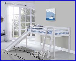 Kids Bunk Bed Mid Sleeper with Slide and Ladder Wooden Cabin Bed