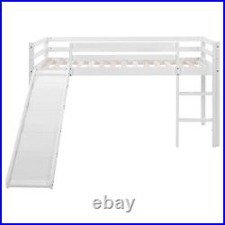 Kids Bunk Bed Mid Sleeper with Slide and Ladder Wooden Cabin Bed White 190x90cm
