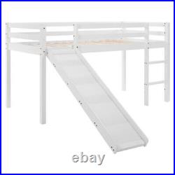 Kids Bunk Bed Mid Sleeper with Slide and Ladder Wooden Cabin Bed White, 190x90cm