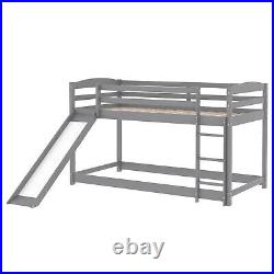 Kids Bunk Bed Mid Sleeper with Slide and Ladder Wooden Frame Cabin Bed Grey