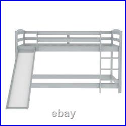 Kids Bunk Bed Mid Sleeper with Slide and Ladder Wooden Frame Cabin Bed QT