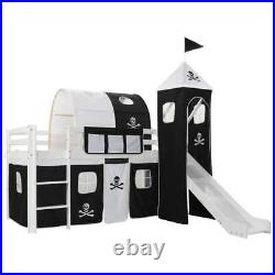 Kids Bunk Bed Mid Sleeper with slide wooden cabin bed tunnels pirate bed den