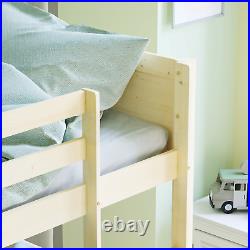 Kids Bunk Bed Single 3ft Detachable Solid Pine Wood Frame Twin Sleeper Children