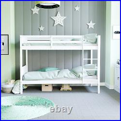 Kids Bunk Bed Single 3ft Detachable Solid Pine Wood Frame Twin Sleeper White