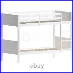 Kids Bunk Bed Single 3ft Solid Pine Wood Frame Twin Sleeper Detachable White