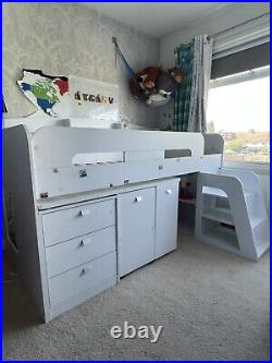 Kids Bunk Bed White With Stairs And Storage