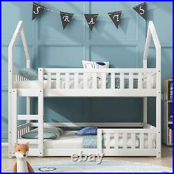 Kids Bunk Bed Wooden Single Size Bed Treehouse Bed Pine Wood Bed Frame White