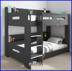 Kids Bunk Bed Wooden Storage Ladder Modern Double Bedroom Childrens Furniture