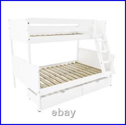 Kids Bunk Bed in White Sleeps 3 with Drawers