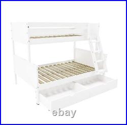 Kids Bunk Bed in White Sleeps 3 with Drawers