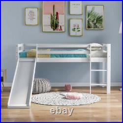 Kids Bunk Bed with Slide & Ladder Wooden Cabin Bed Frame for Kids190 x 90cm UK