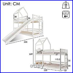 Kids Bunk Beds 3FT Wooden Bed Frame High Sleeper with Slide and Ladder Cabin Bed