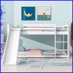 Kids Bunk Beds 3FT Wooden Bed Frames Mid Sleeper with Slide and Ladder Cabin Bed