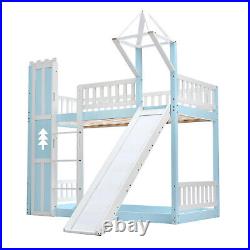 Kids Bunk Beds Frame High Sleeper 3ft Single Treehouse Pine Wood Bed with Slide