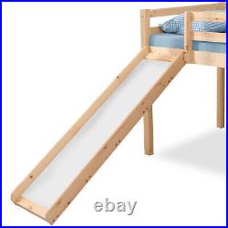 Kids Bunk Beds Mid Sleeper Slide & Ladder Pine Wood 3FT Single Cabin Bed Frame