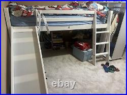 Kids Bunk Beds Mid Sleeper Wooden 3FT Single Cabin Bed Frame Slide & Ladder