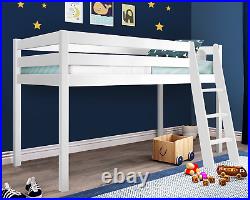 Kids Bunk Beds Mid Sleeper with Ladder Children Pine Wooden Bed Frame Cabin Bed