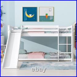 Kids Bunk Beds Mid Sleeper with Slide & Ladder Wooden Single Bed Frame Cabin White