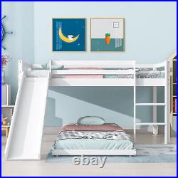 Kids Bunk Beds Mid Sleeper with Slide & Ladder Wooden Single Bed Frame Cabin White