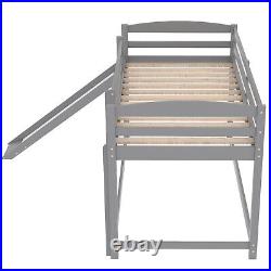 Kids Bunk Beds Pine Wood 3FT Single Bed Frame Cabin High Sleeper Slide & Ladder