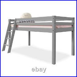 Kids Bunk Beds Pine Wood 3FT Single Bed Frame Cabin Mid Sleeper Slide & Ladder