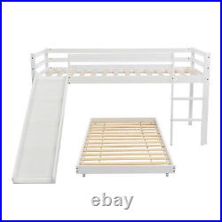 Kids Bunk Beds Pine Wood 3FT Single Cabin Bed Frame High Sleeper with Slide BT