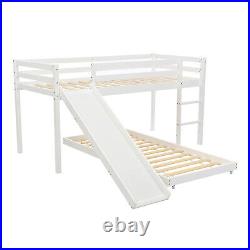 Kids Bunk Beds Pine Wood 3FT Single Cabin Bed Frame High Sleeper with Slide FD