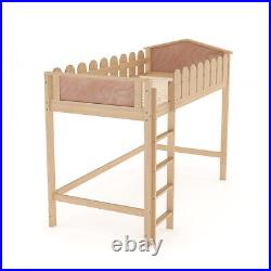 Kids Bunk Beds Solid Pine Wooden High Loft Bed Frame Mid Sleeper with Ladder Set