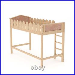 Kids Bunk Beds Solid Pine Wooden High Loft Bed Frame Mid Sleeper with Ladder Set