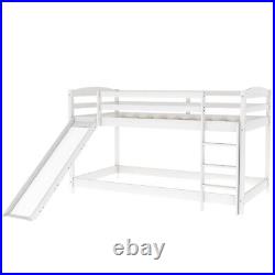 Kids Bunk Beds Wooden 3FT Single Bed Frame Cabin Slide & Ladder QS