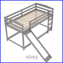 Kids Bunk Beds with Slide Solid Wood Cabin Bed Mid Sleeper 3FT Single Bed Frames