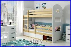 Kids Bunk bed DOMIN toddler SAFE solid wood frame storage FREE mattresses