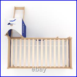 Kids Cabin Bed Midsleeper Wooden Bedframe 3ft Single Bunk Bed With Tent Silde UK