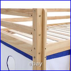 Kids Cabin Bed Midsleeper Wooden Bedframe 3ft Single Bunk Bed With Tent Silde UK