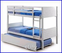 Kids Childrens White Bunk Bed with Trundle